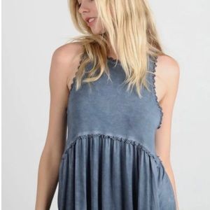 POL Grayish Babydoll Racerback Flounce Tank Top. Size Medium